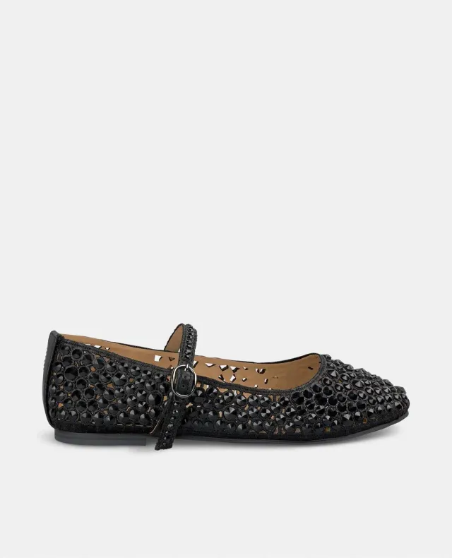 Alma en Pena V250544 ballerines noir cuir strass
