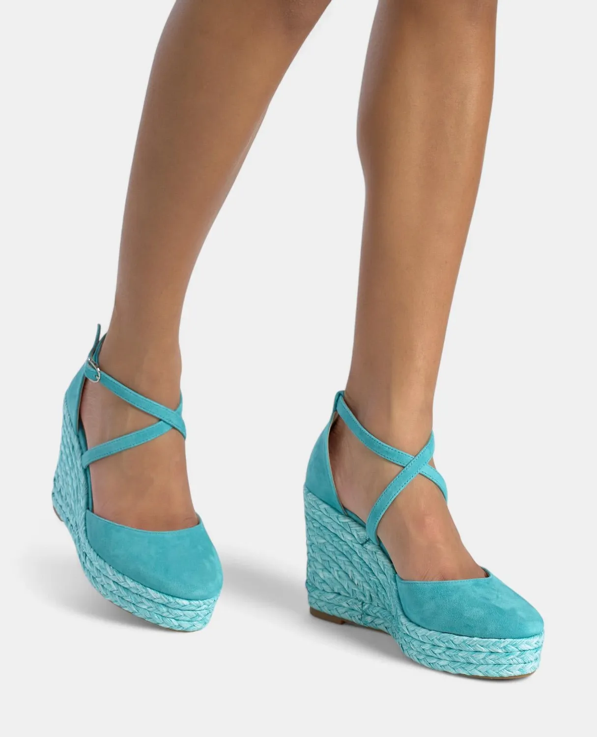 Alma en Pena V2551005 compensées cuir turquoise 8 cm