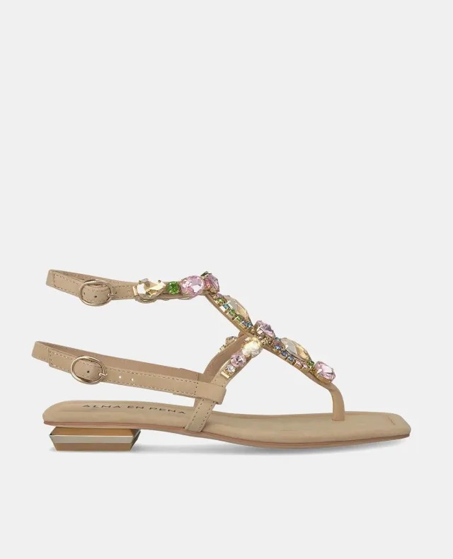 Alma en Pena V240772 sandales plates sable cuir