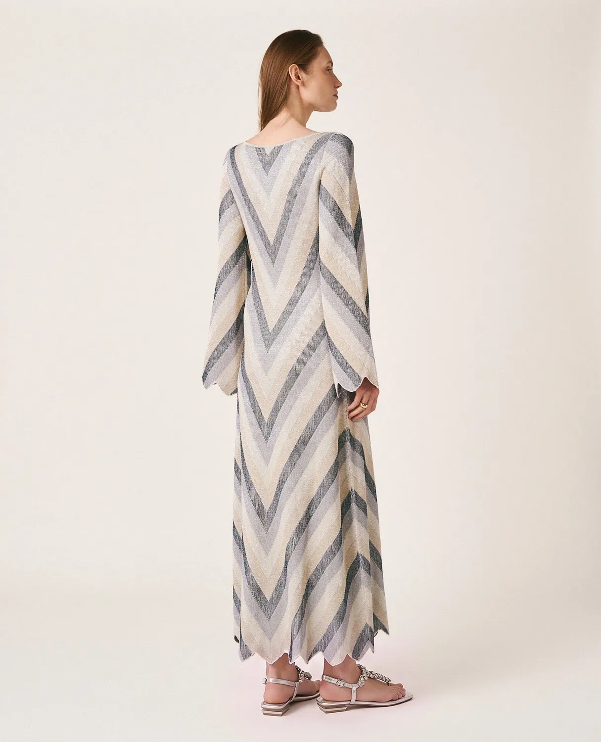 Alma en Pena V26CL0204 robe longue maille taupe