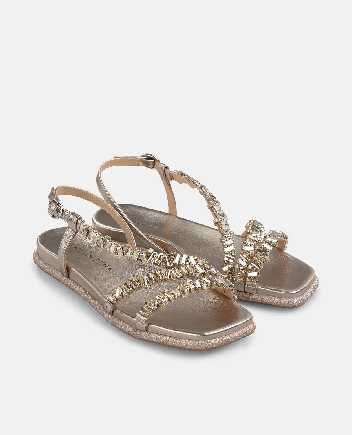 Alma en Pena V251614 sandales plates bronze joyau