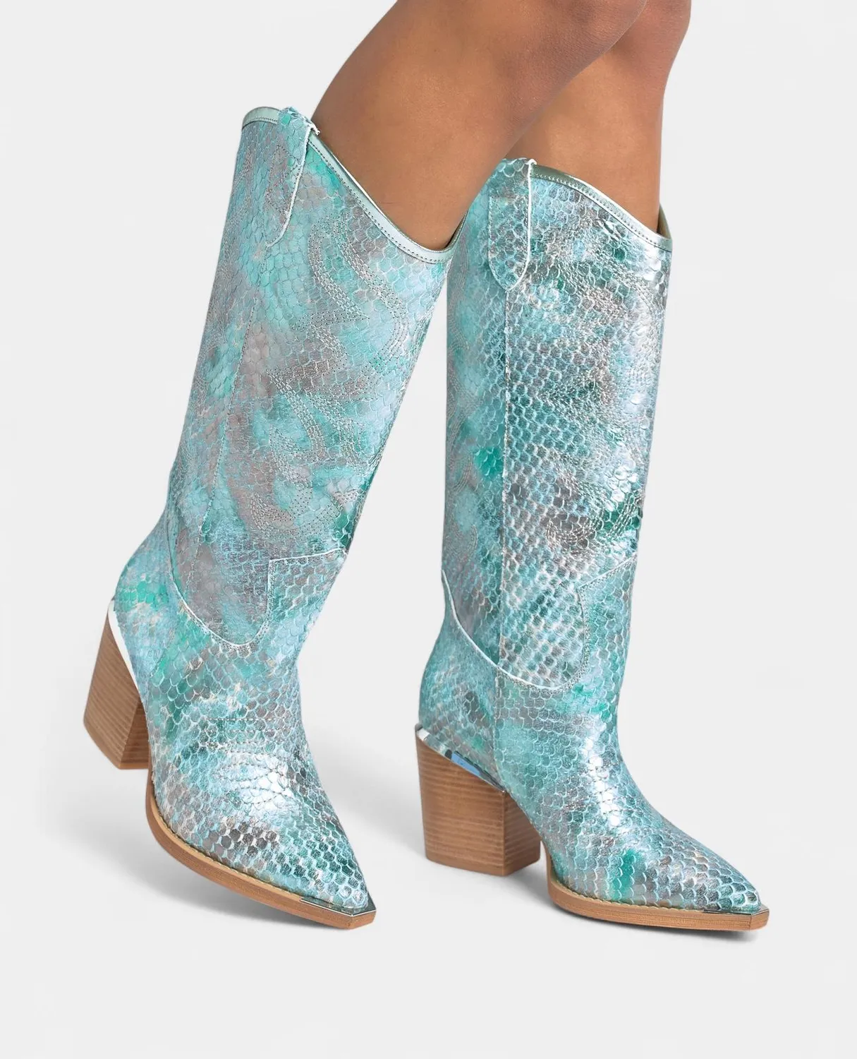 Alma en Pena V250100 bottes cowboy turquoise cuir