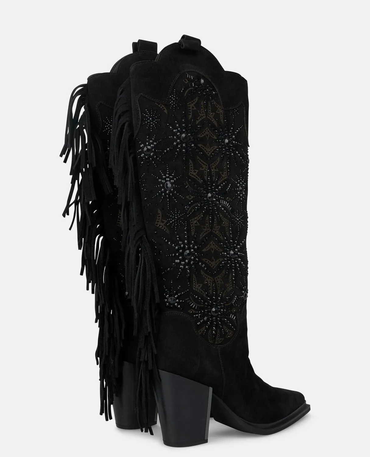 Alma en Pena I250701 bottes noires strass talon 9,5 cm
