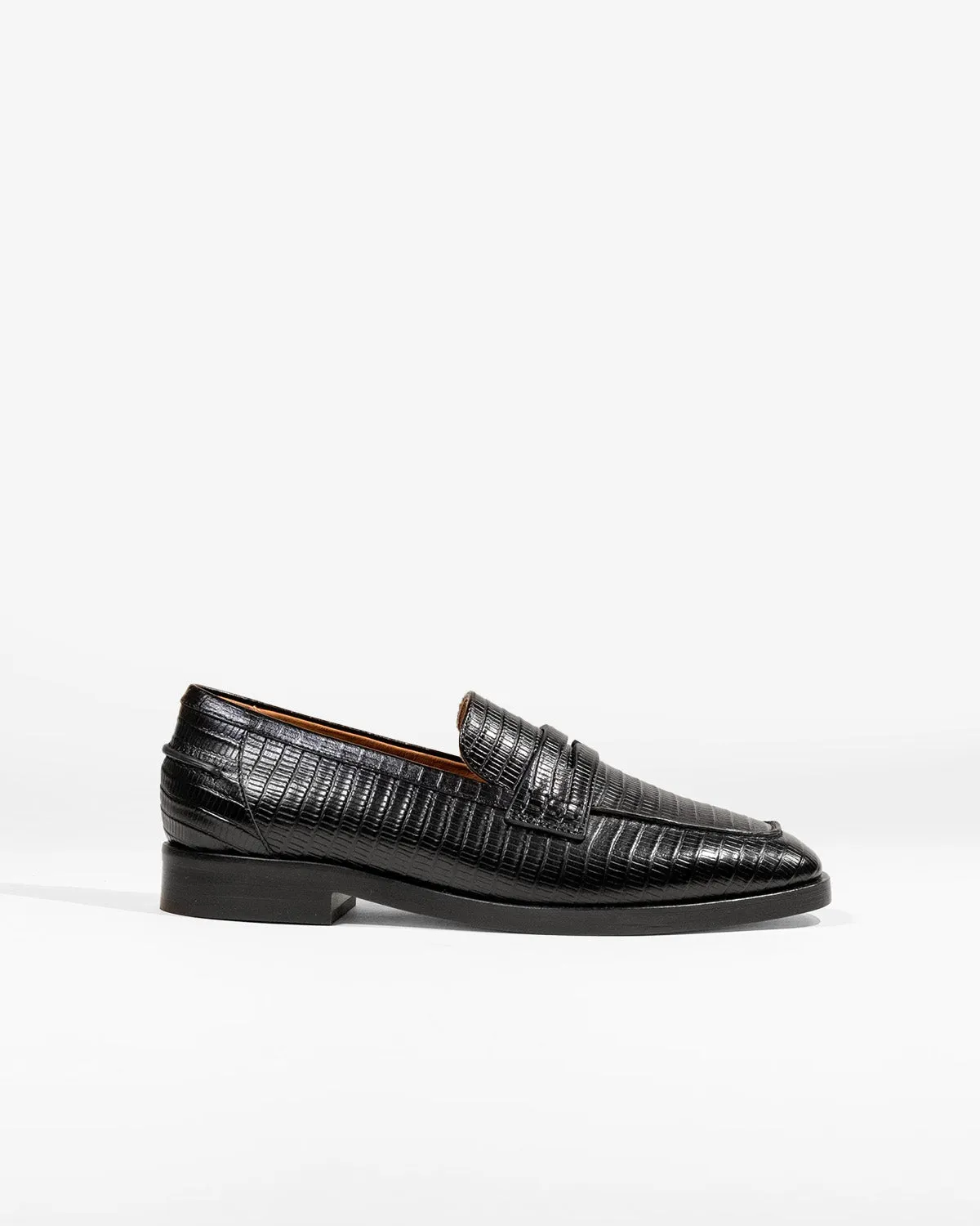 Mi/Mai Luciano Black Lizard mocassins cuir lézard