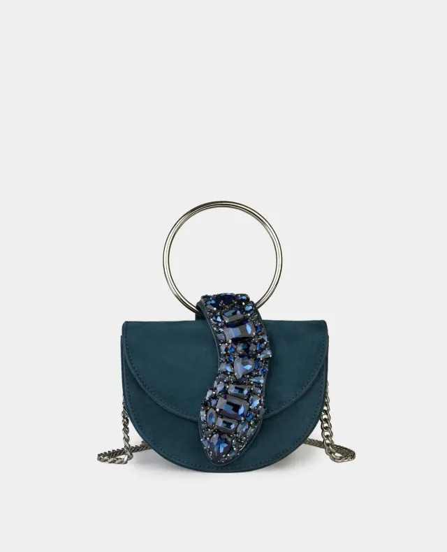Alma en Pena BG101 Sac Bandouliere Cuir Bleu Serpent Chaine