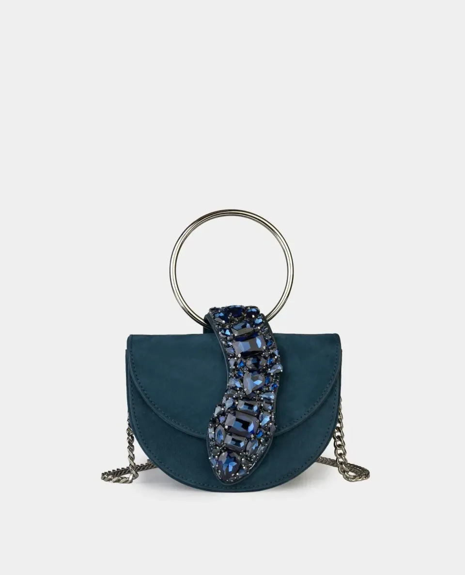 Alma en Pena BG101 Sac Bandouliere Cuir Bleu Serpent Chaine