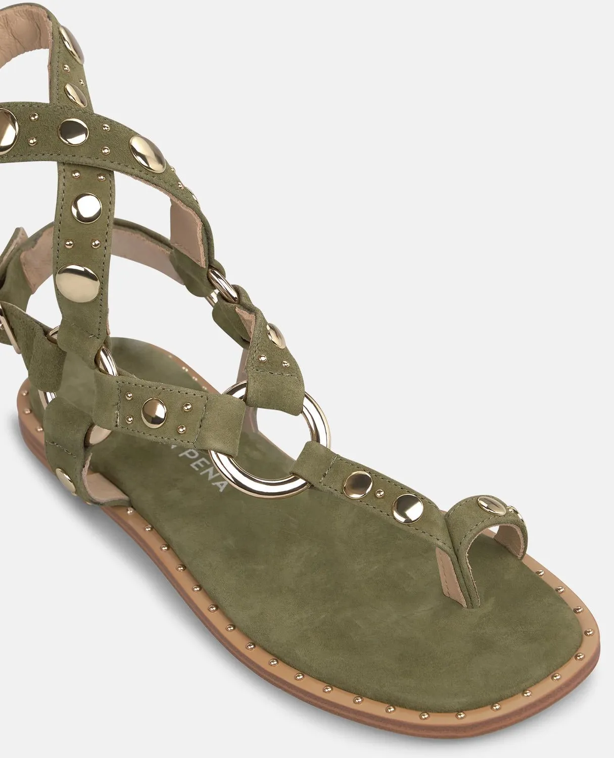 Alma en Pena V268211 sandales kaki plates cuir