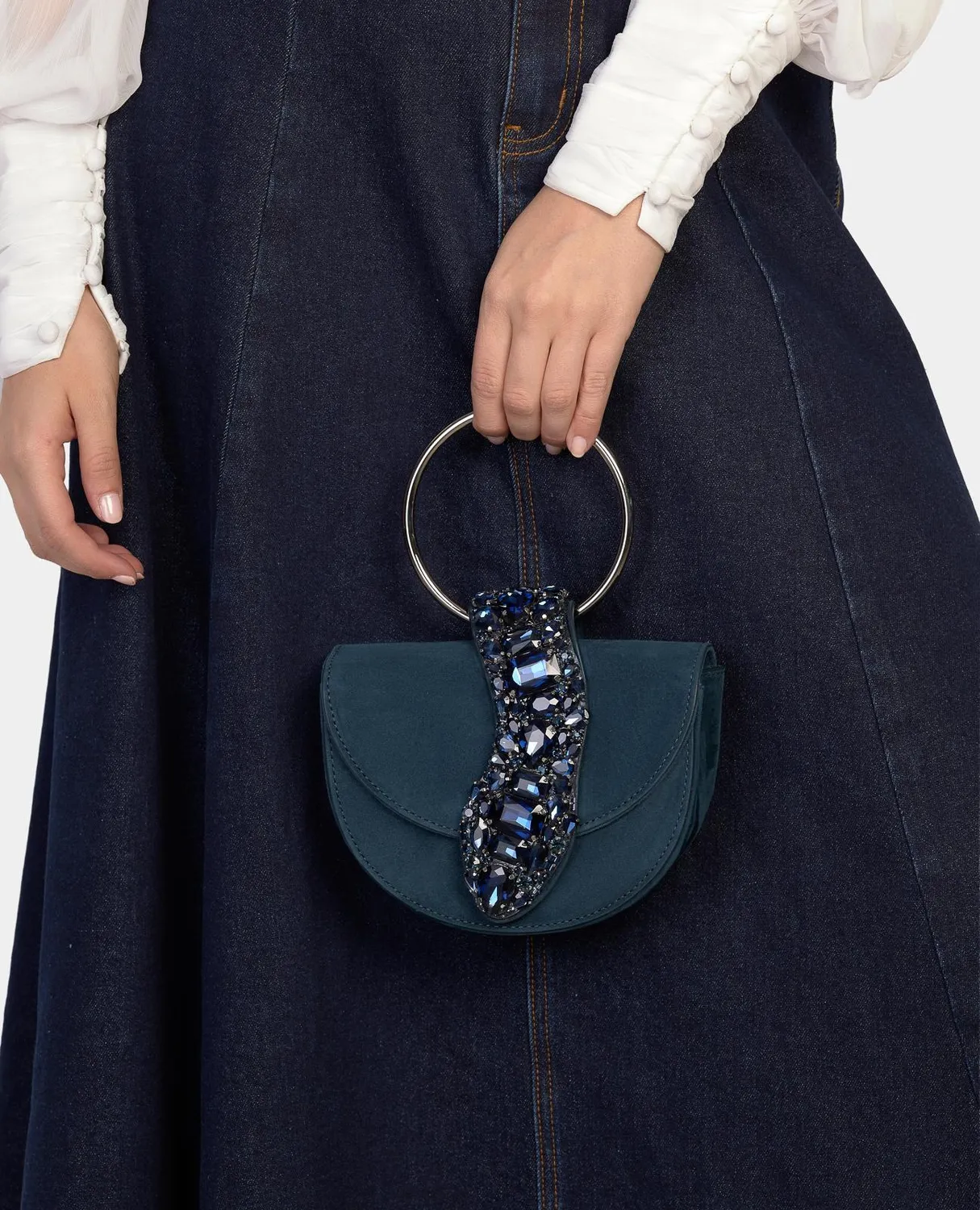 Alma en Pena BG101 Sac Bandouliere Cuir Bleu Serpent Chaine