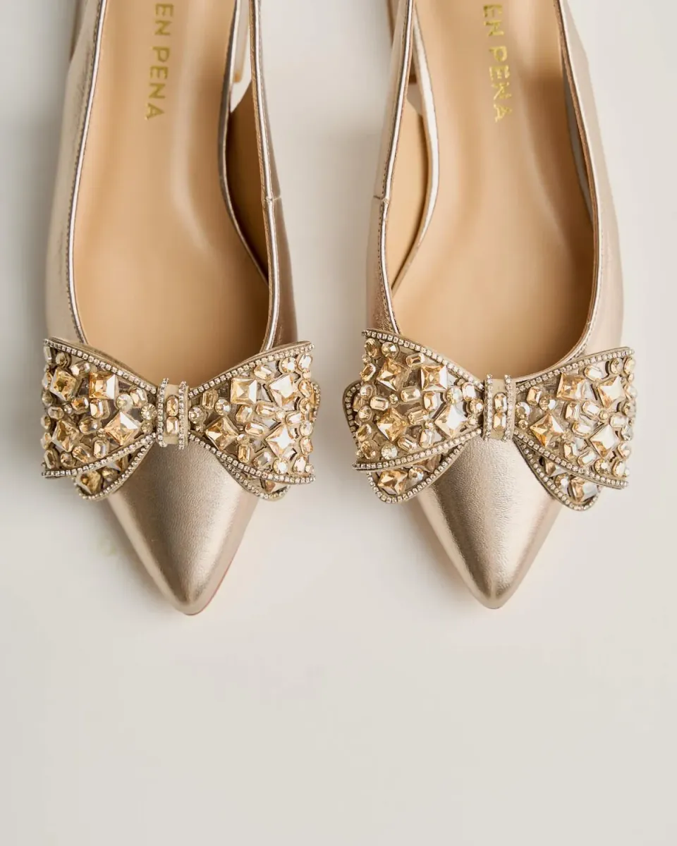 Alma en Pena V250495 ballerines plates bronze nœud cuir