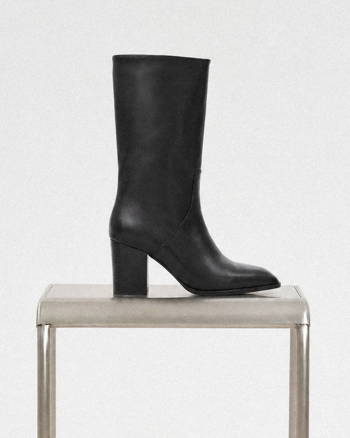 Mi/Mai Borge Black bottes cuir noir talon bloc