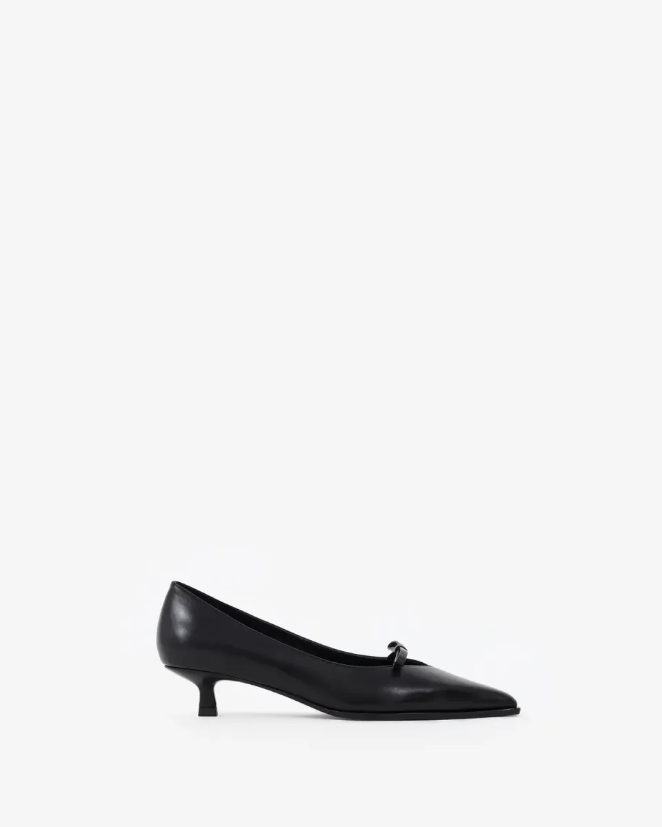 Mi/Mai Preston Black escarpins cuir noir noeud petit talon