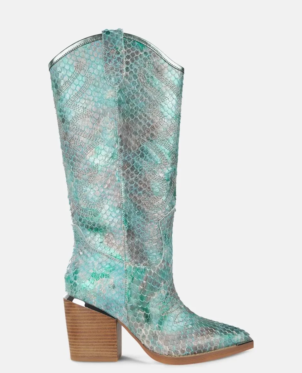 Alma en Pena V250100 bottes cowboy turquoise cuir