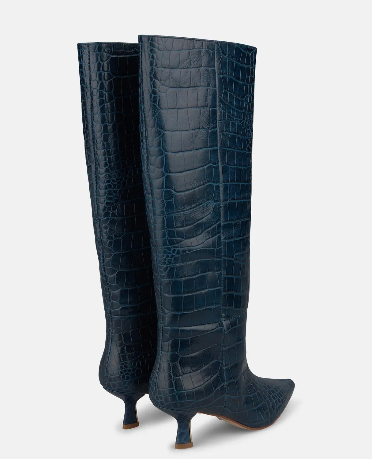 Alma en Pena I260392 bottes hautes bleues cuir croco 5,5cm