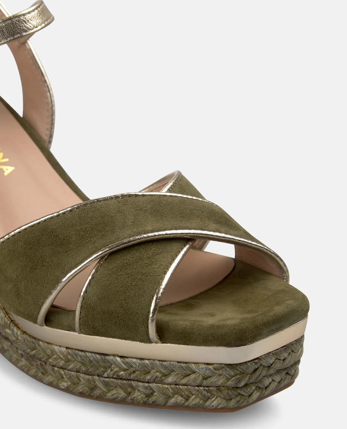 Alma en Pena Suede V266001 compensées kaki brides croisées