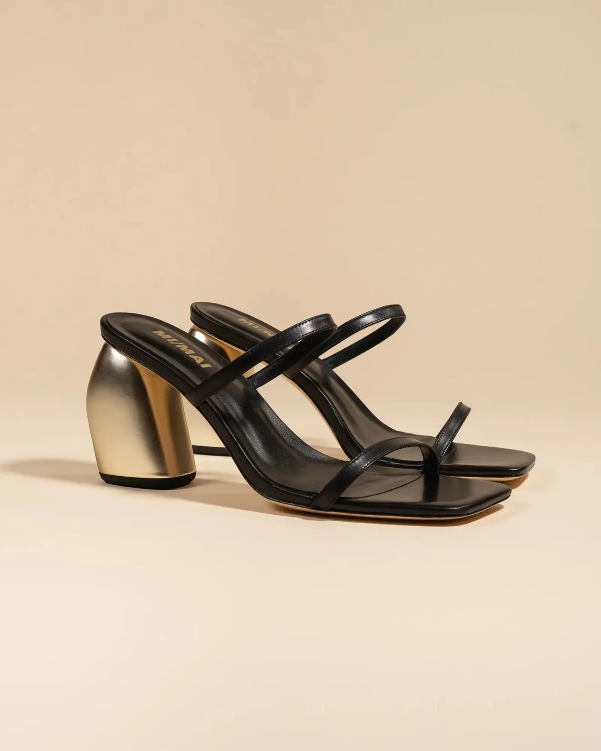 Mi/Mai Tilda High Black Gold mules talon 8 cm