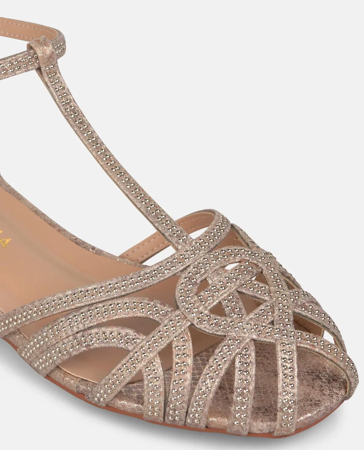 Alma en Pena V2651800 sandales camel strass plat 2 cm