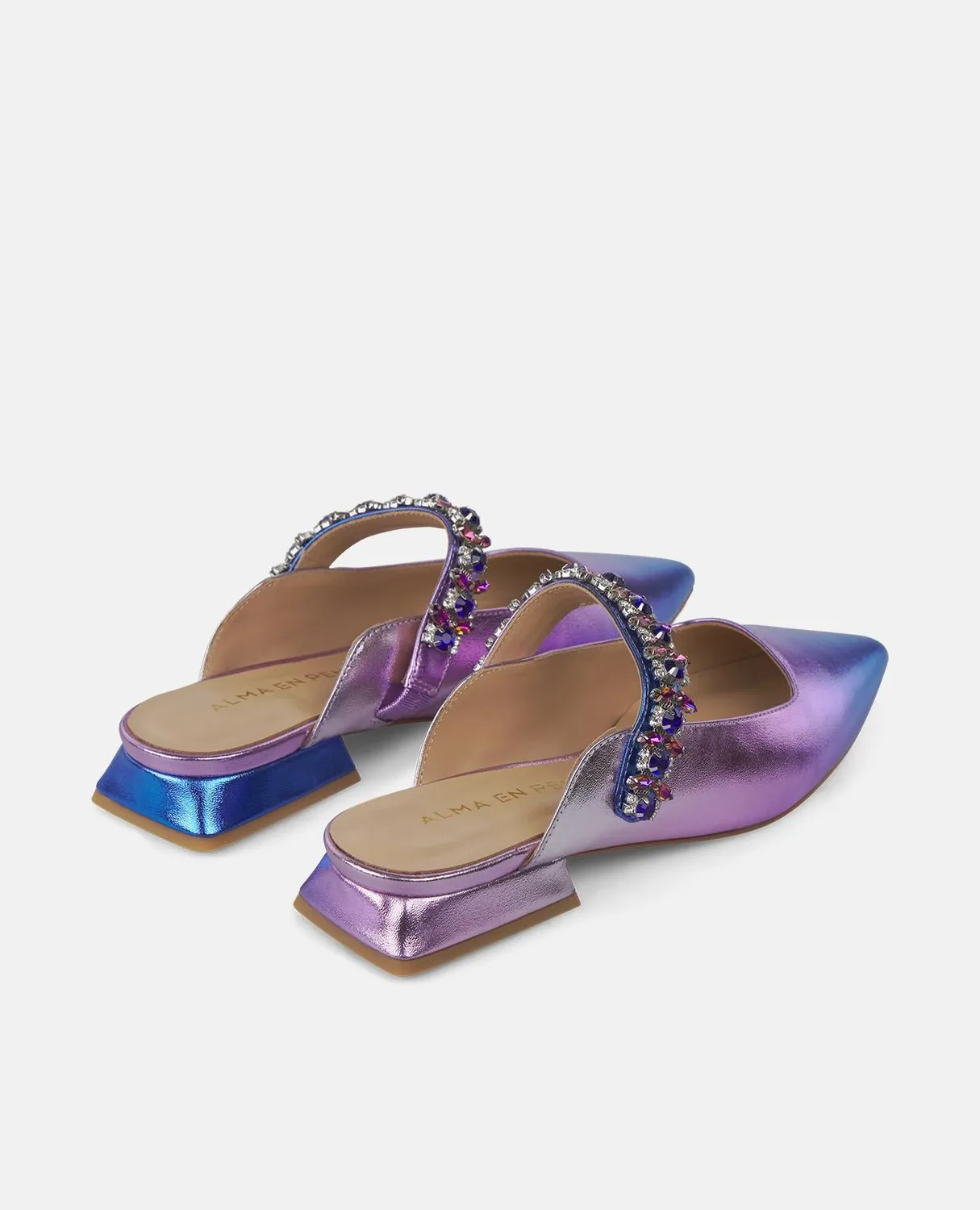 Alma en Pena V250491 ballerines cuir violet strass 2 cm