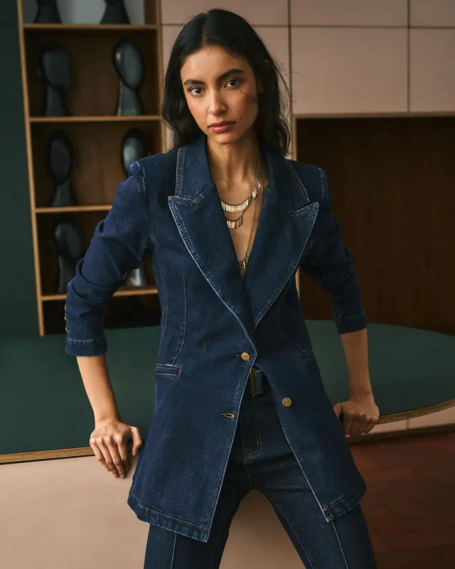 Alma en Pena I25CL1022 blazer jean indigo coton