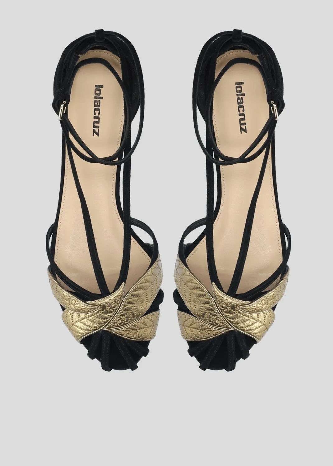 Lola Cruz Hanon sandales plates noires cuir
