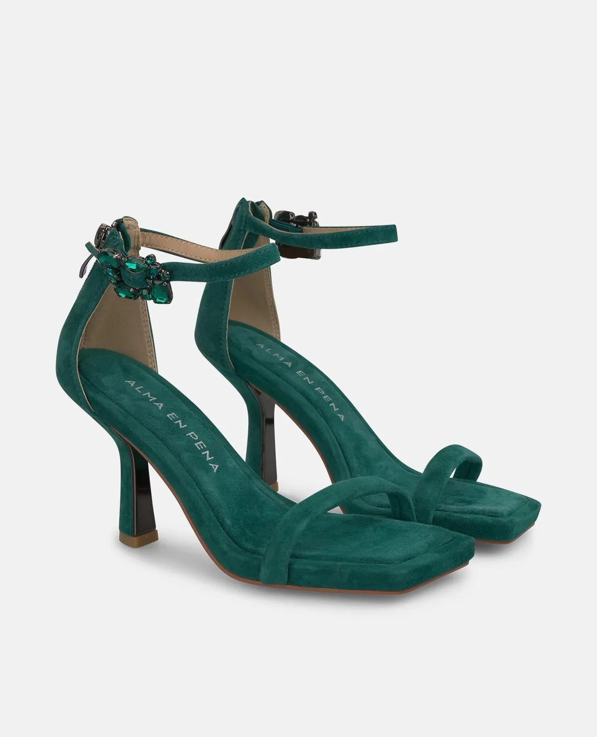 Alma en Pena I250088 sandales vert pin cuir talon 9 cm
