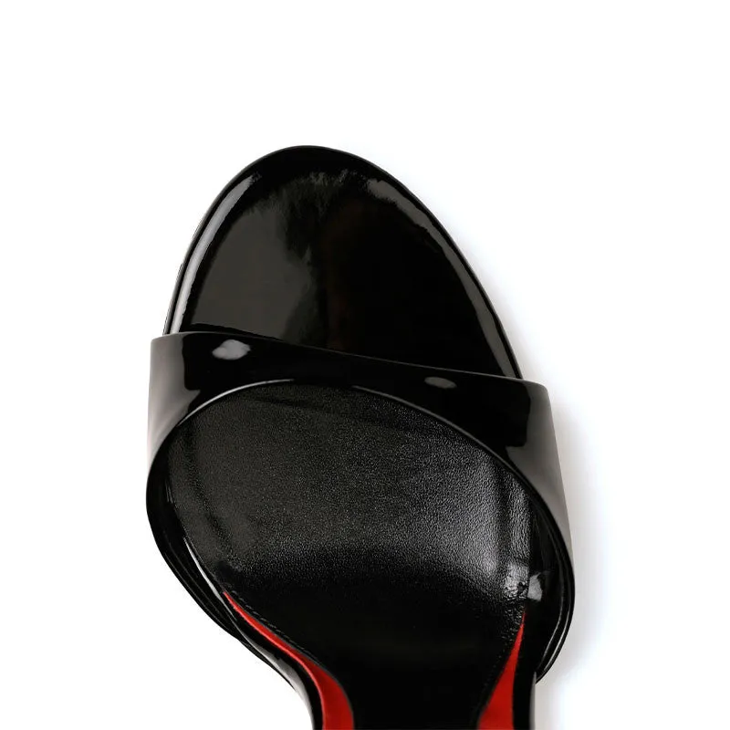 Maison Ernest Lidylle 120 mules noir cuir vernis talon 12 cm