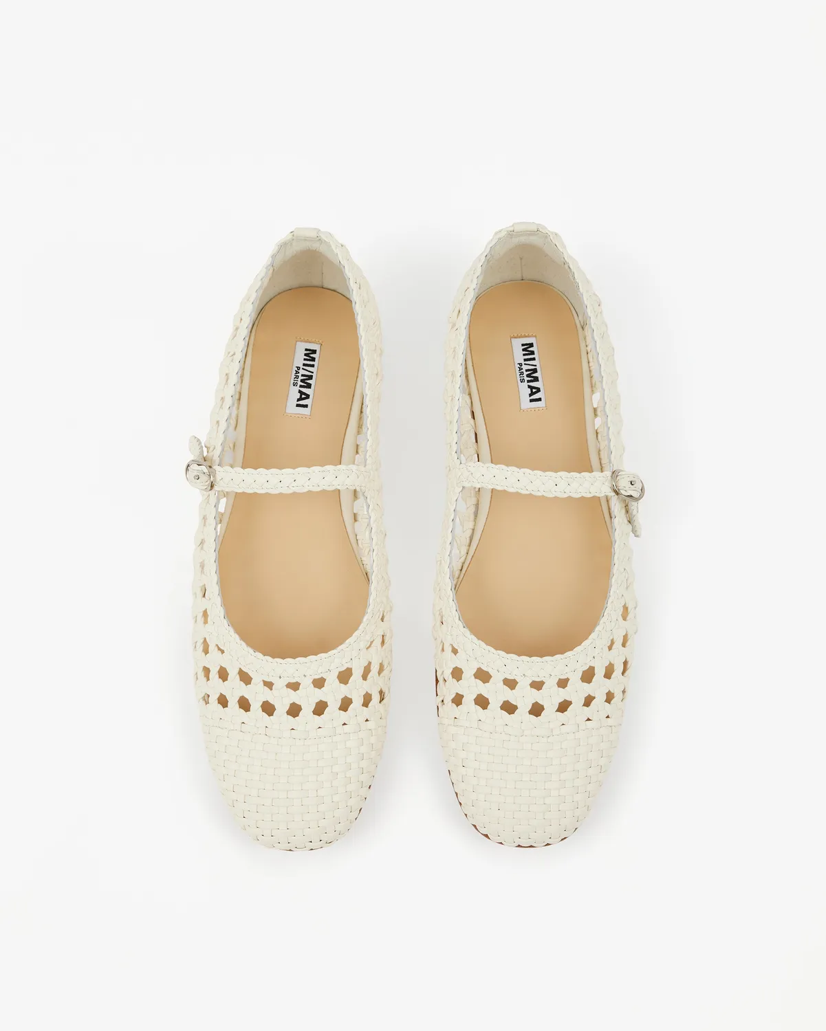 Mi/Mai Ariana White ballerines similicuir tressé blanc