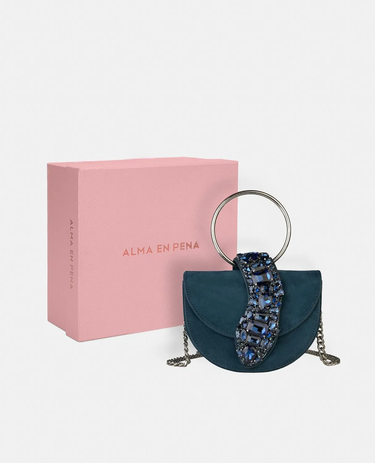Alma en Pena BG101 Sac Bandouliere Cuir Bleu Serpent Chaine
