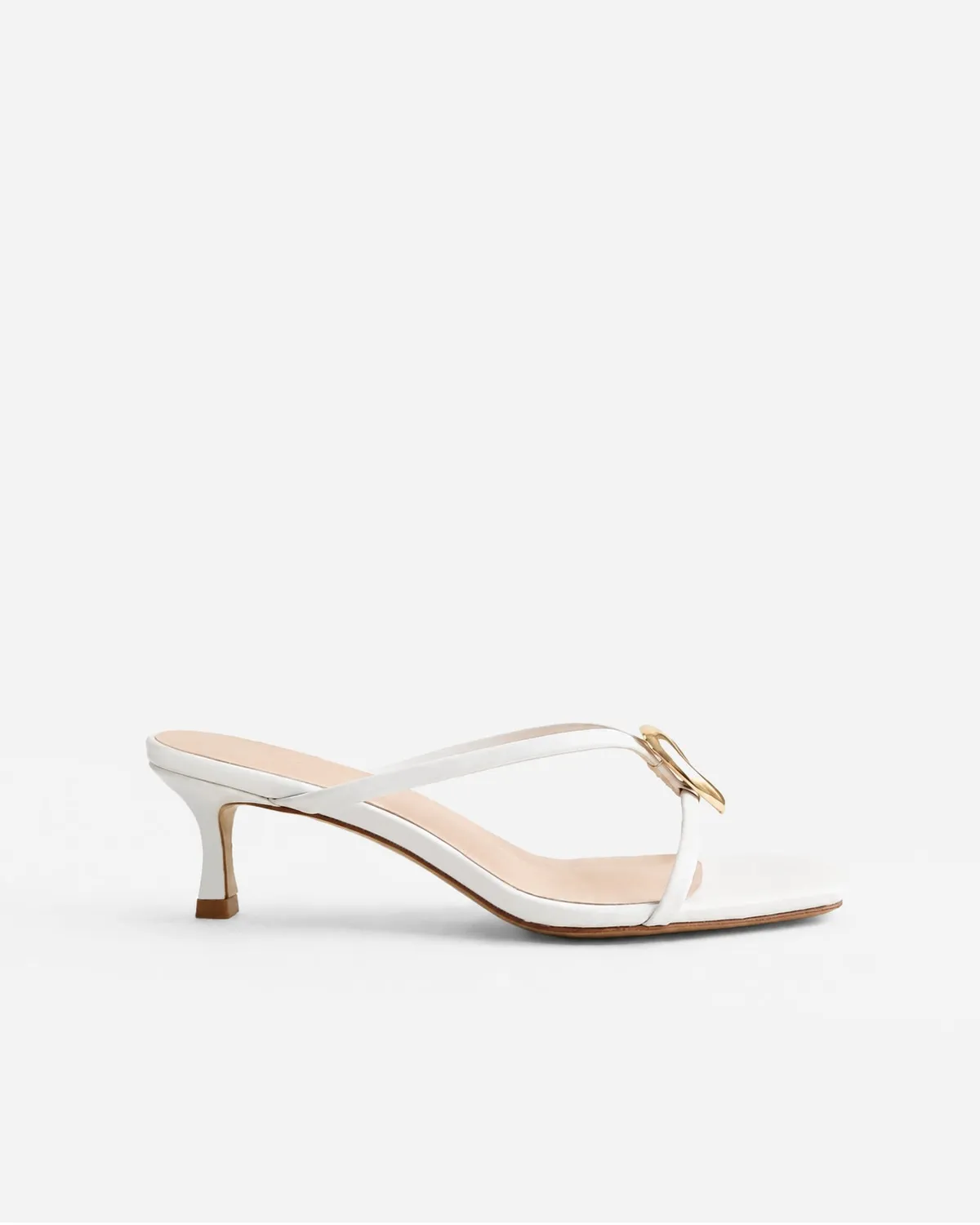 Mi/Mai Lagos White mules cuir doré talon 5,5 cm