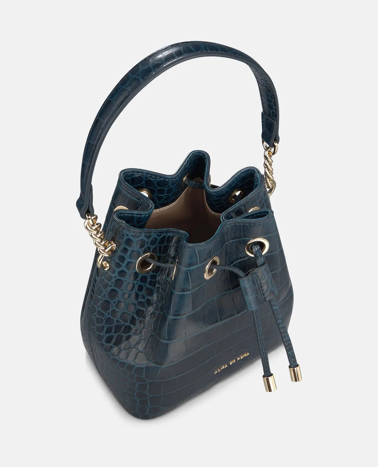 Alma en Pena BG209 sac bombonera cuir bleu bandoulière