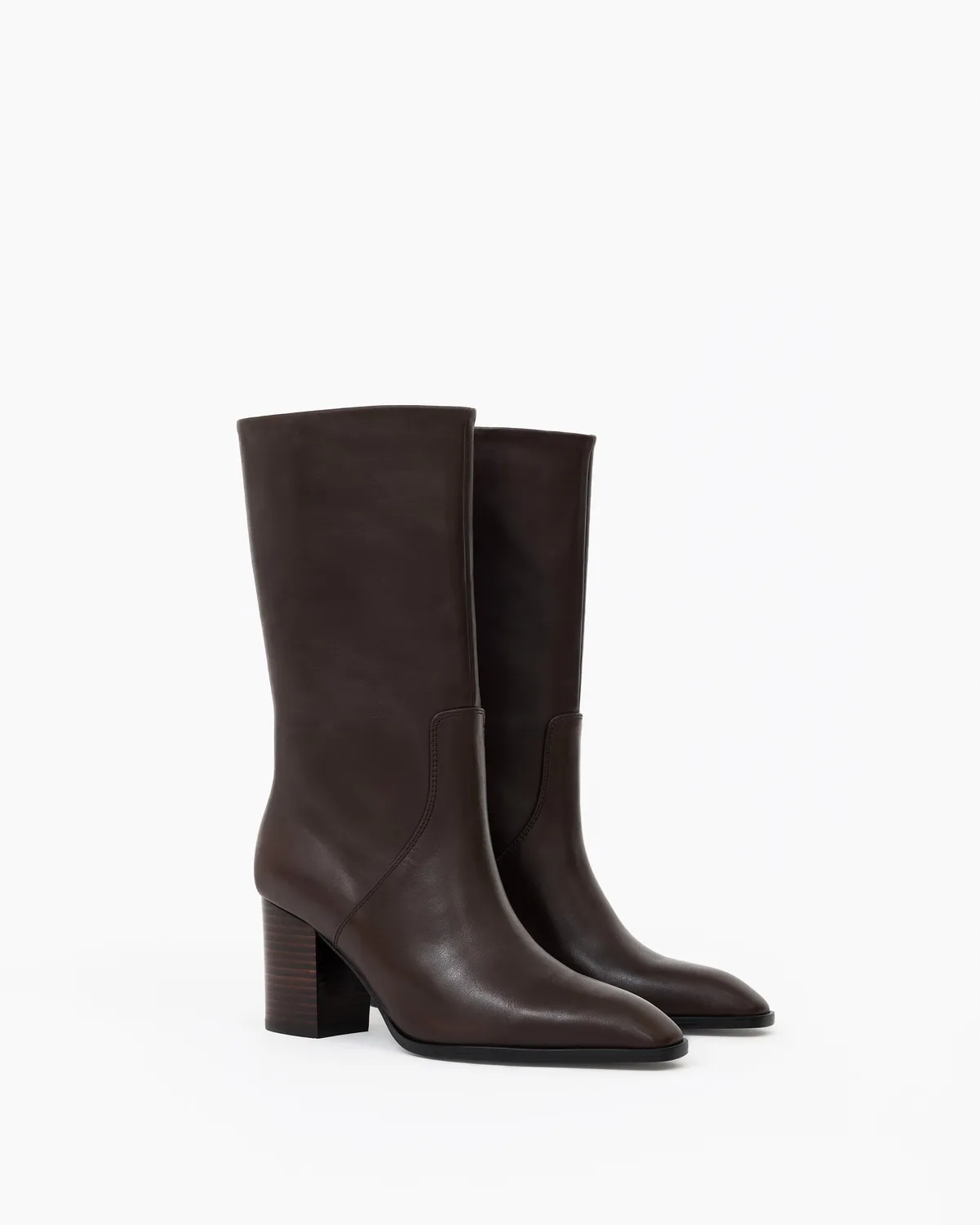 Mi/Mai Borge Chocolate bottes cuir chocolat talon bloc