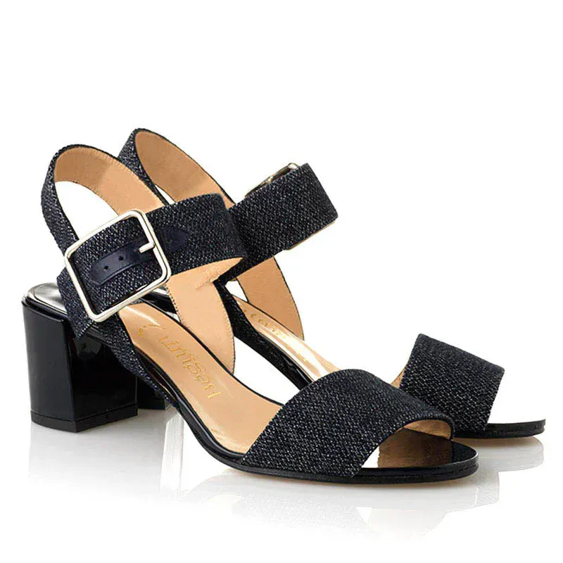 Bégum Paris Santorin sandales denim bleu marine 5,5 cm