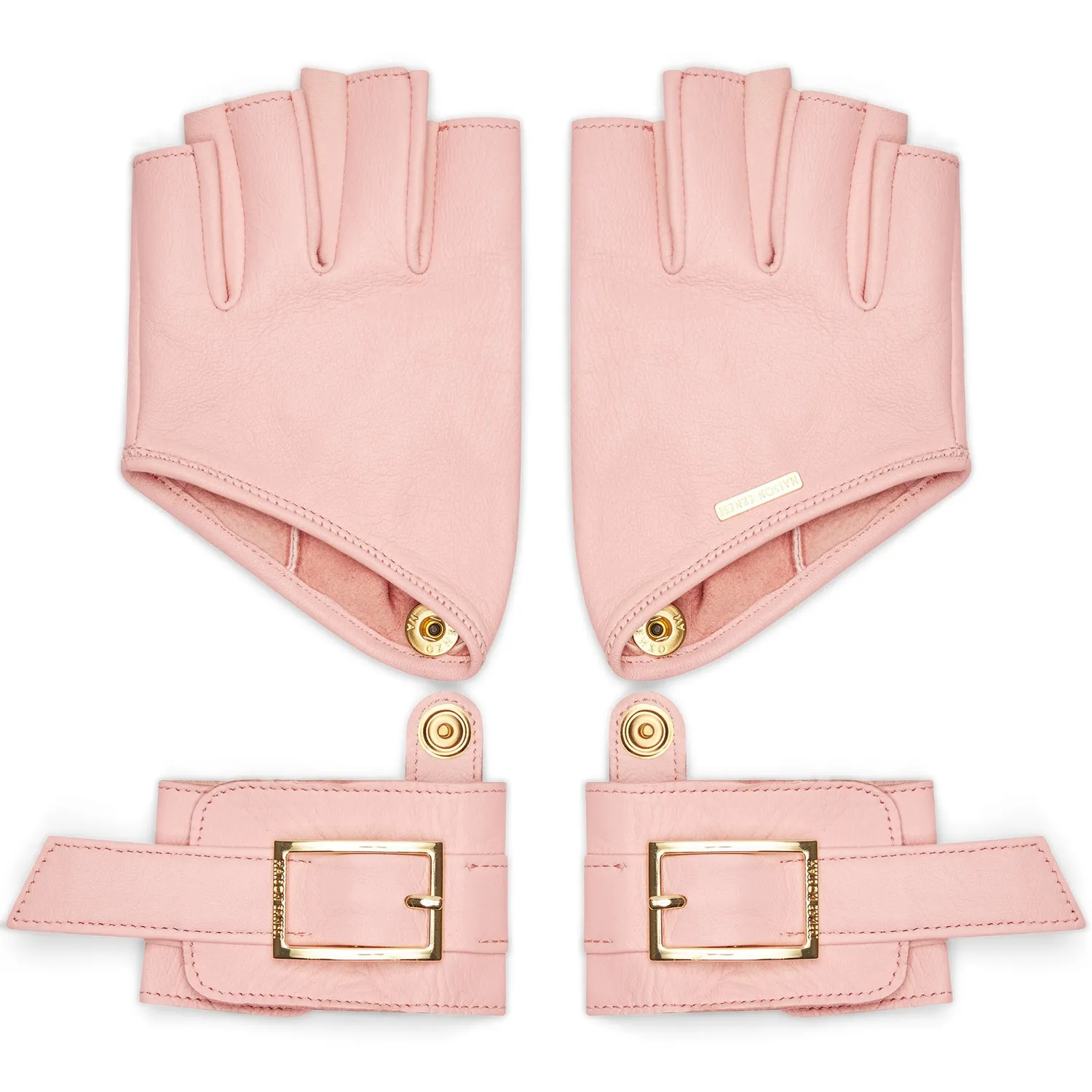 Maison Ernest Pulsion mitaines rose pastel cuir mat