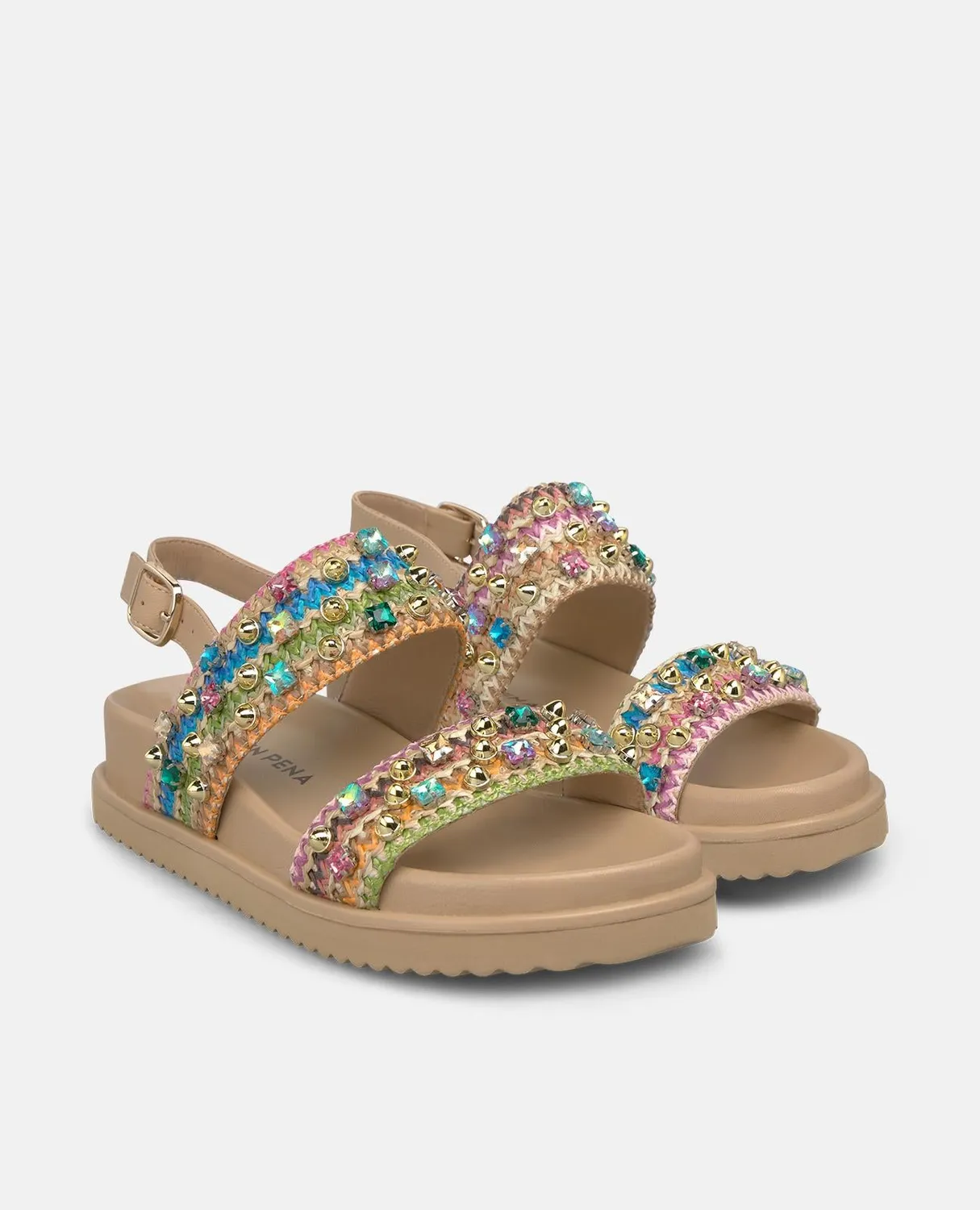 Alma en Pena V267509 sandales plateforme multicolor rafia