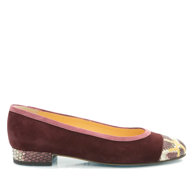 Bégum Paris Gabrielle ballerine bout python 1,5 cm