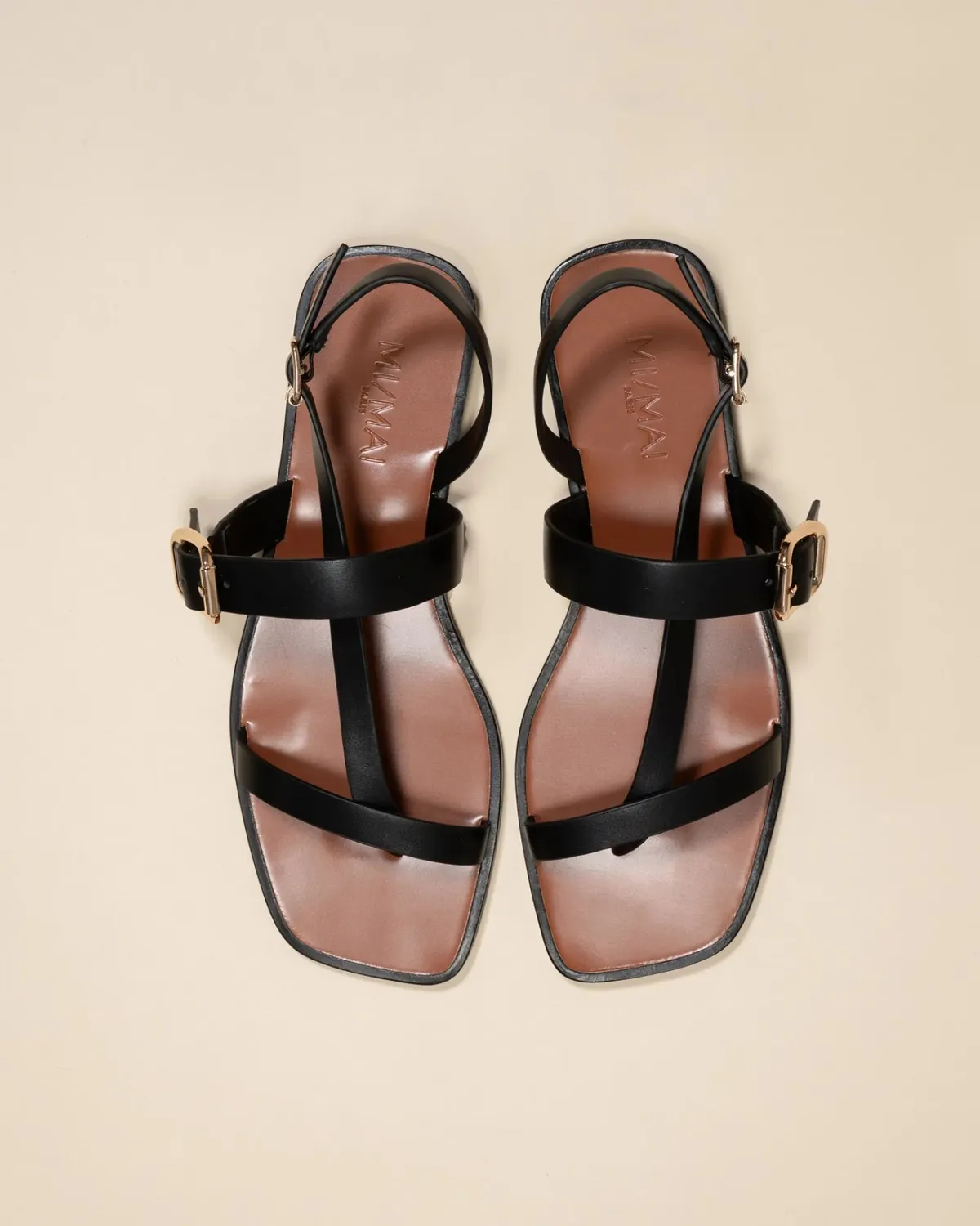Mi/Mai Twill Black nu-pieds noir cuir