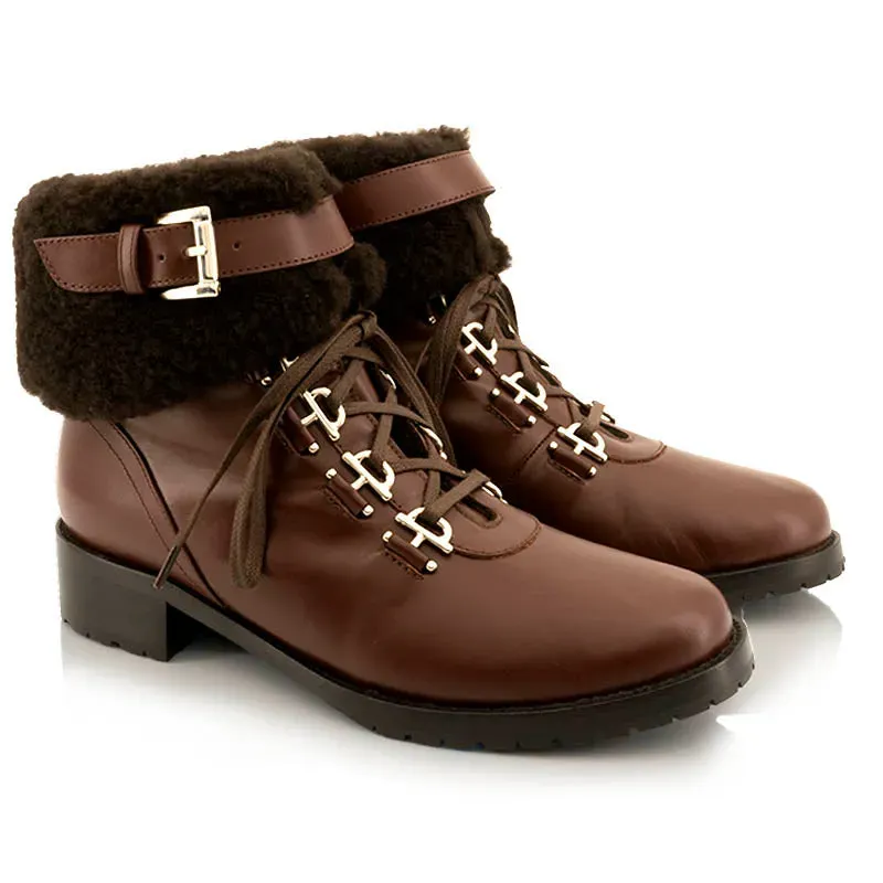 Bégum Paris Igloo bottines fourrées cacao agneau 3 cm