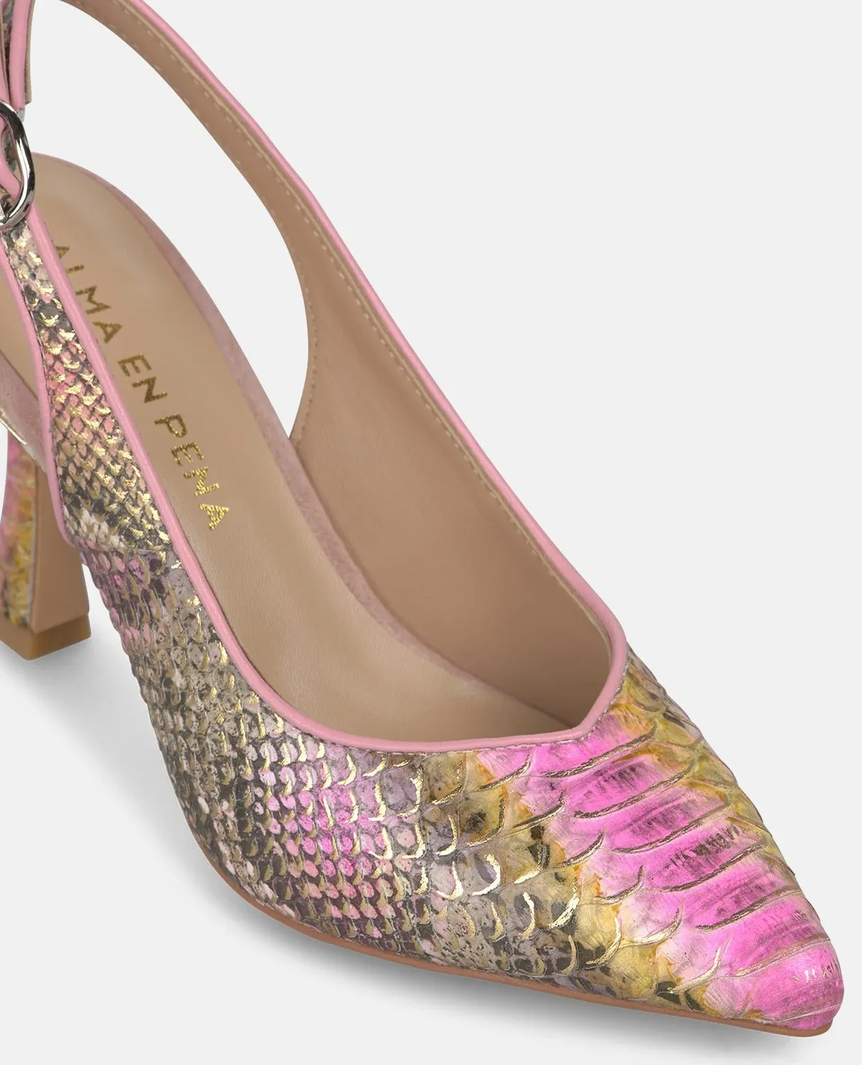 Alma en Pena V261800 escarpins cuir rose serpent 9 cm