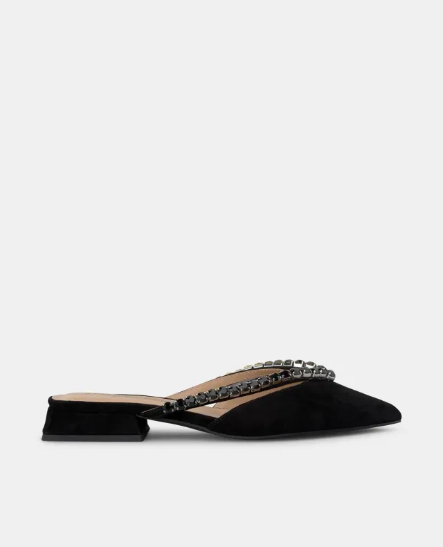 Alma en Pena V250485 mules plates noires strass