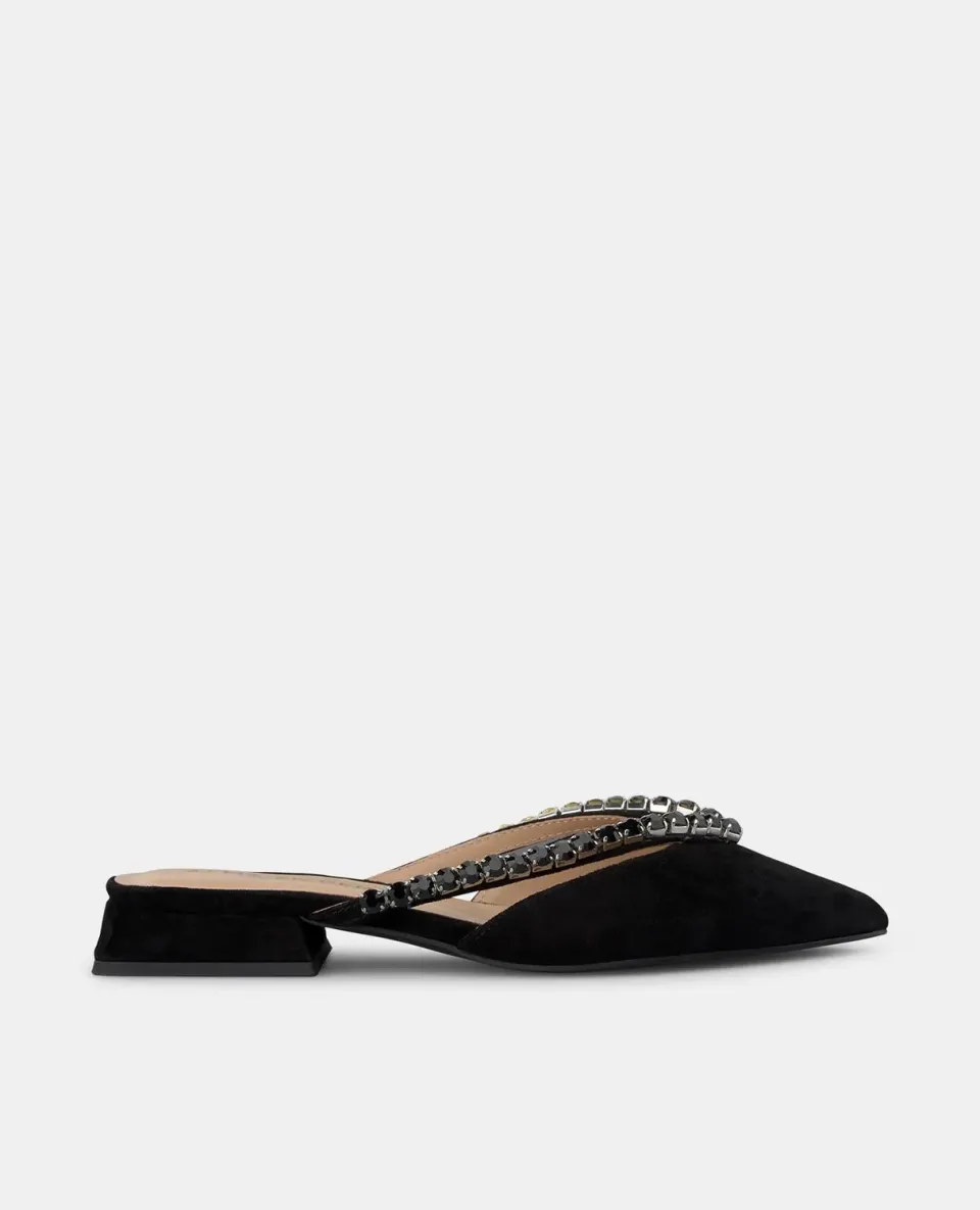 Alma en Pena V250485 mules plates noires strass