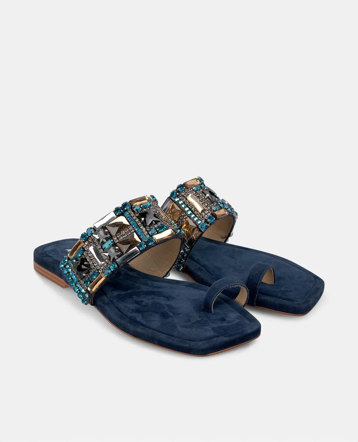 Alma en Pena V251968 sandales plates bleues cuir 1 cm