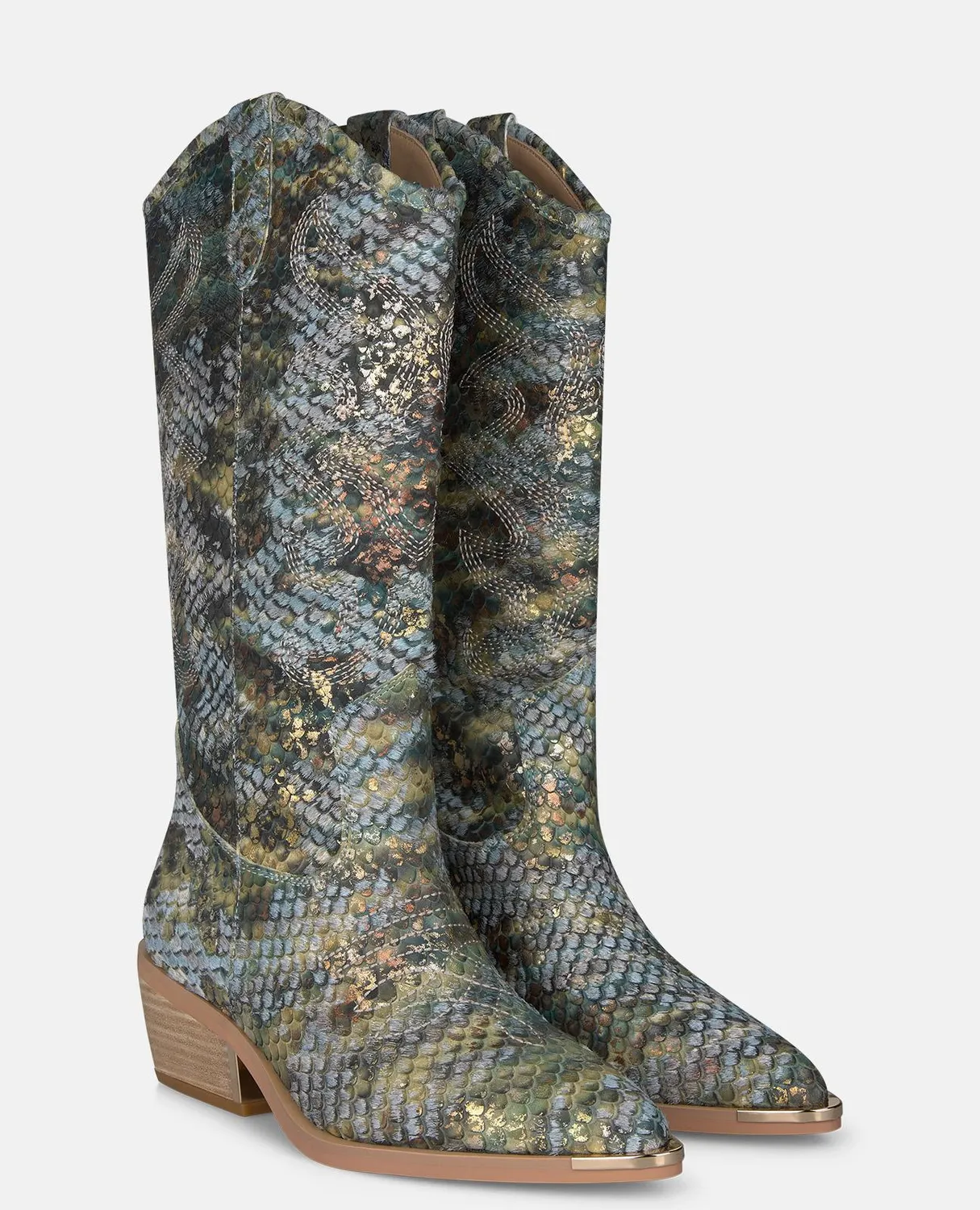 Alma en Pena V260254 bottes cowboy cuir bleu talon 5 cm