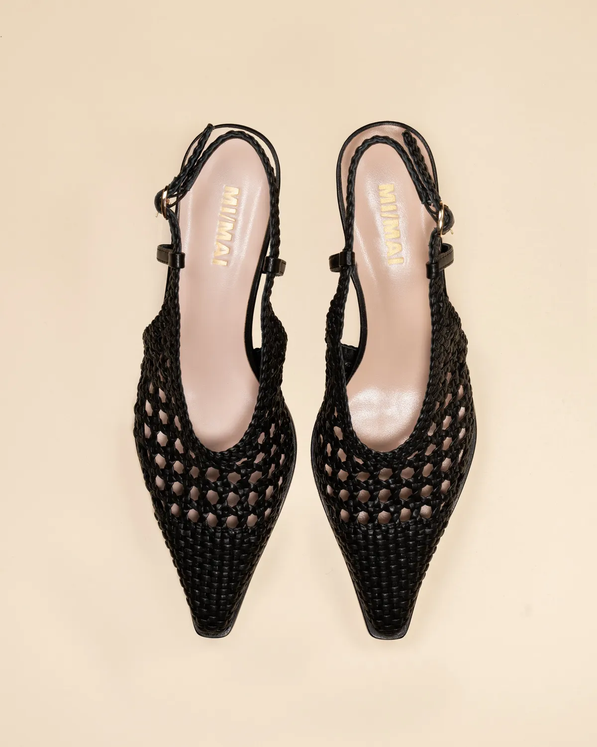 Mi/Mai Marina Woven Black escarpins tressés talon 4cm