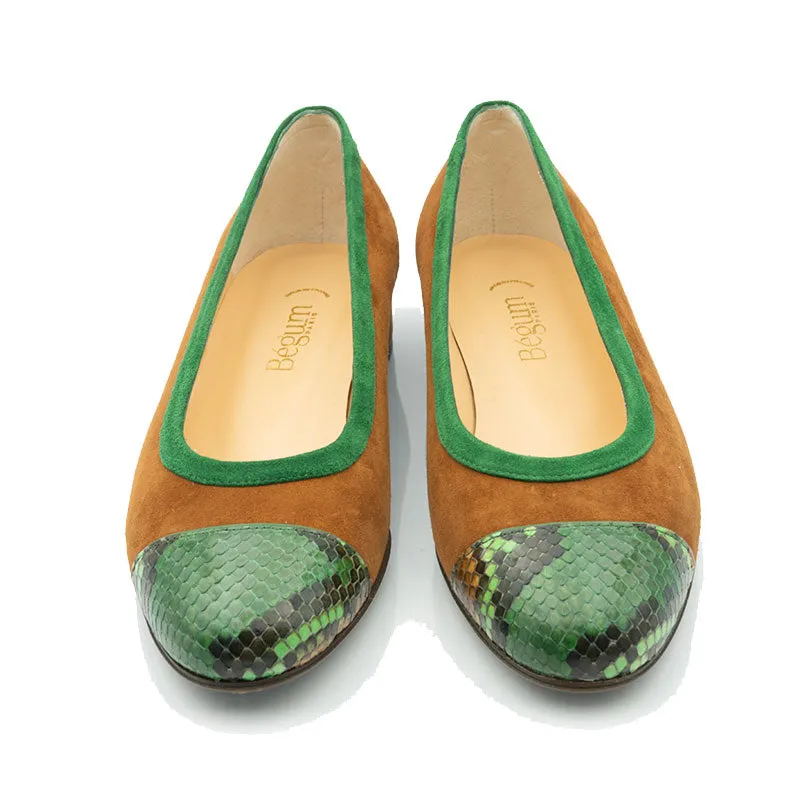 Bégum Paris Gabrielle ballerines vert bout python