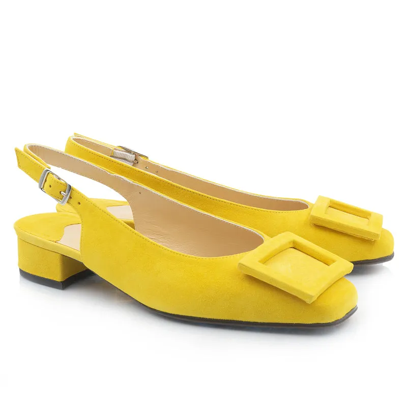 Bégum Paris Jackie escarpins slingback chèvre velours 2 cm
