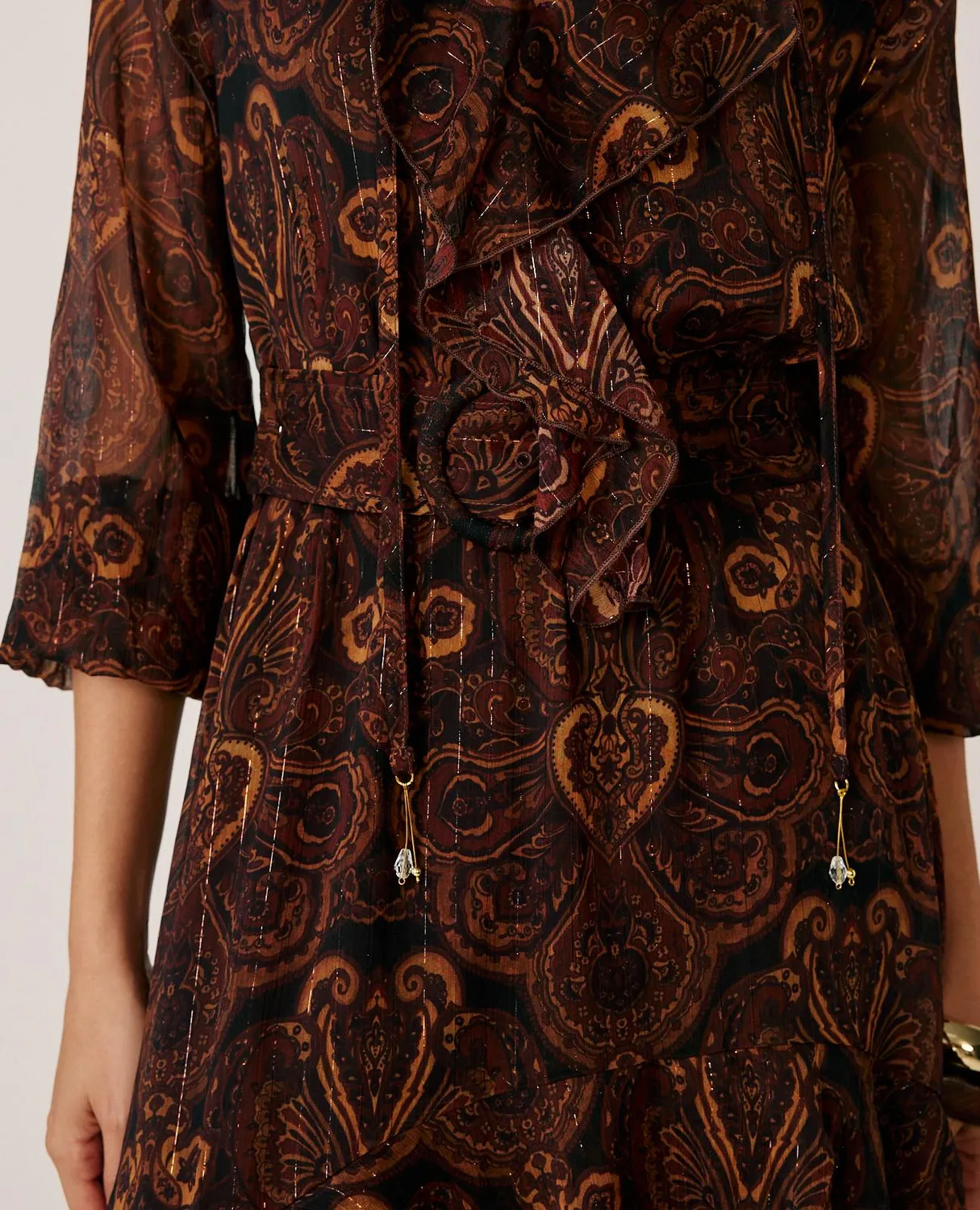 Alma en Pena I26CL0239 robe midi marron volants
