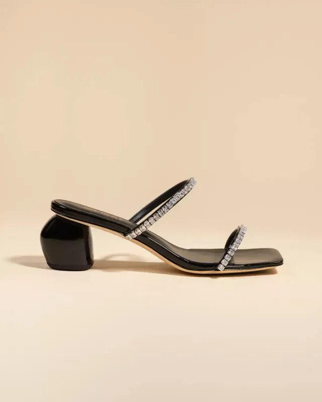 Mi/Mai Tilda Low Black Crystals sandales strass noir