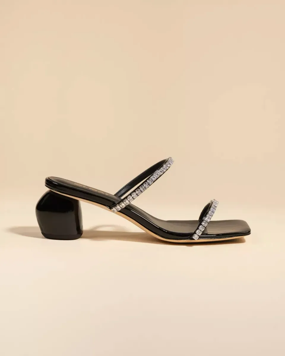 Mi/Mai Tilda Low Black Crystals sandales strass noir