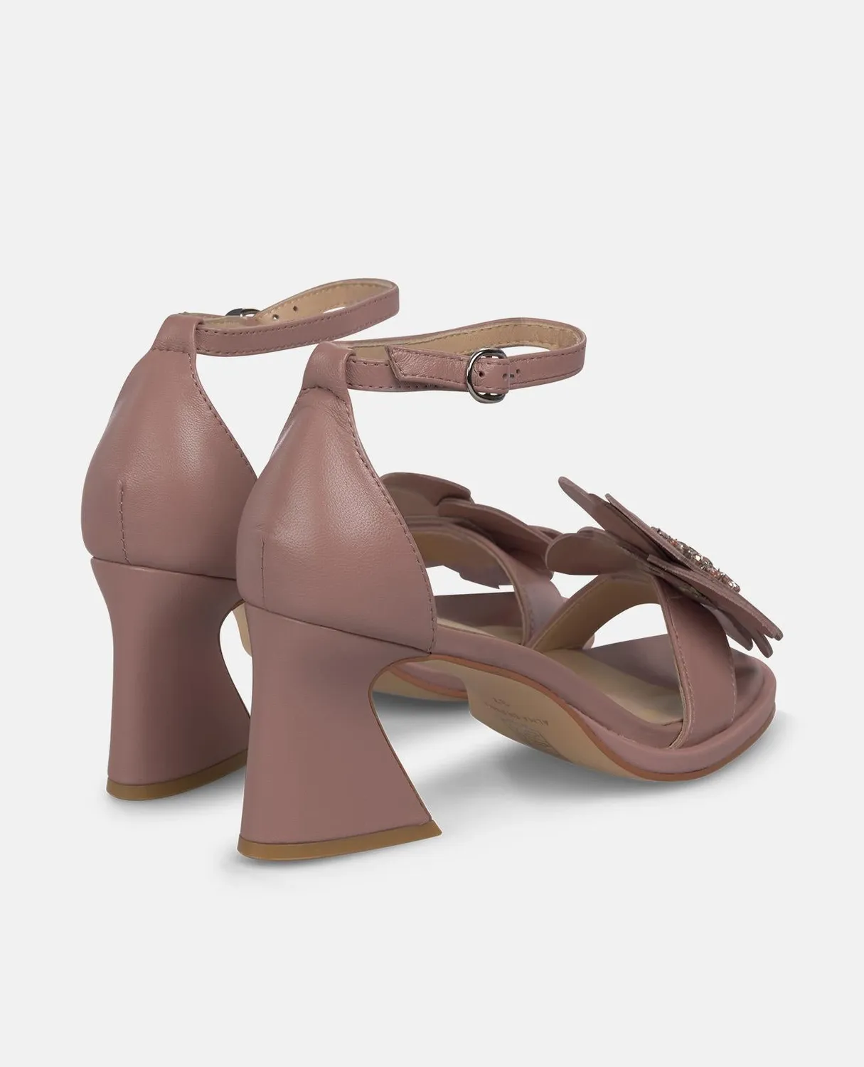 Alma en Pena V262401 sandales roses cuir fleur talon 8,5 cm
