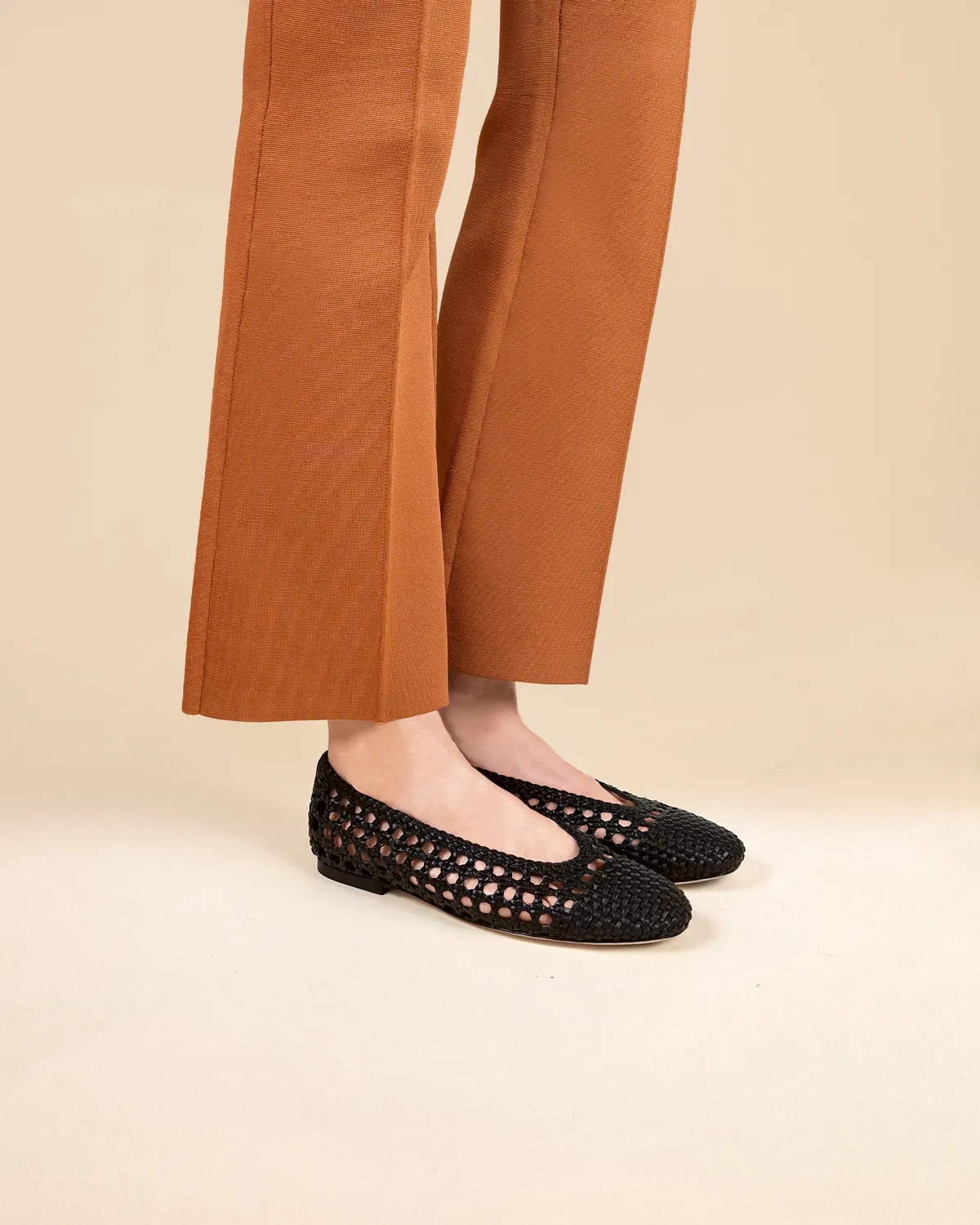 Mi/Mai Aria Black ballerines tressées noires similicuir