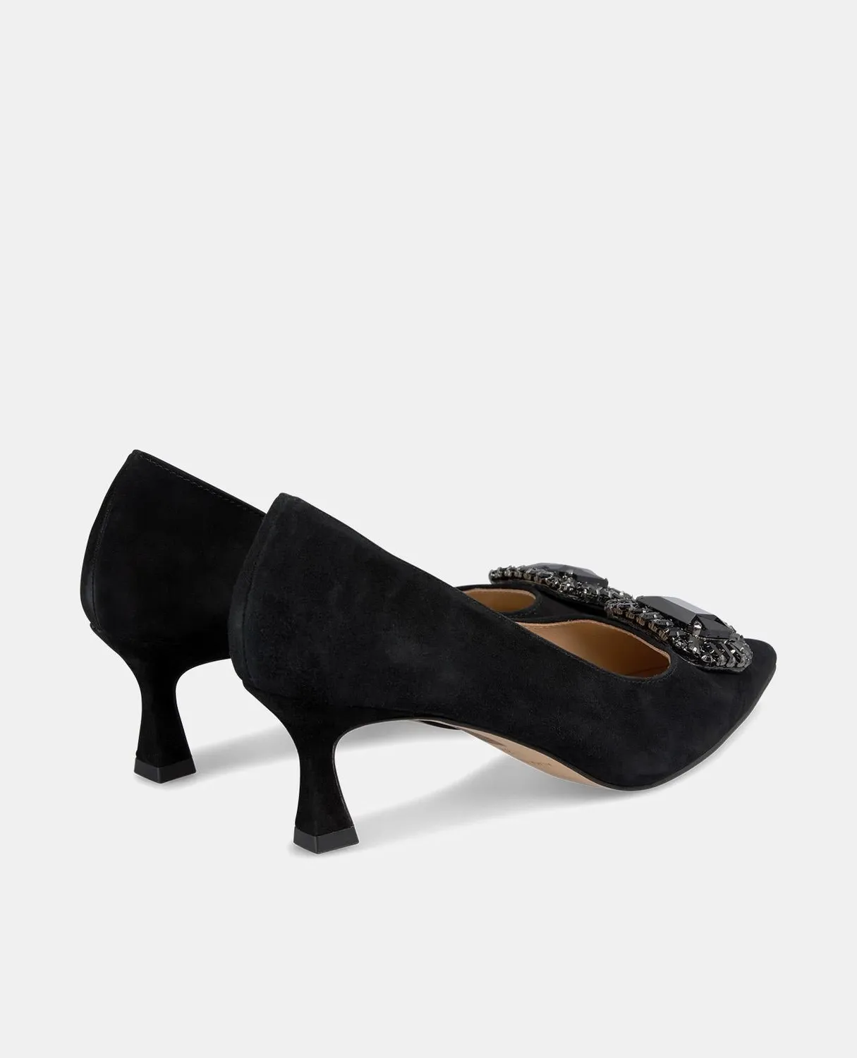 Alma en Pena I240362 Escarpins cuir noir bijou talon 9,5 cm